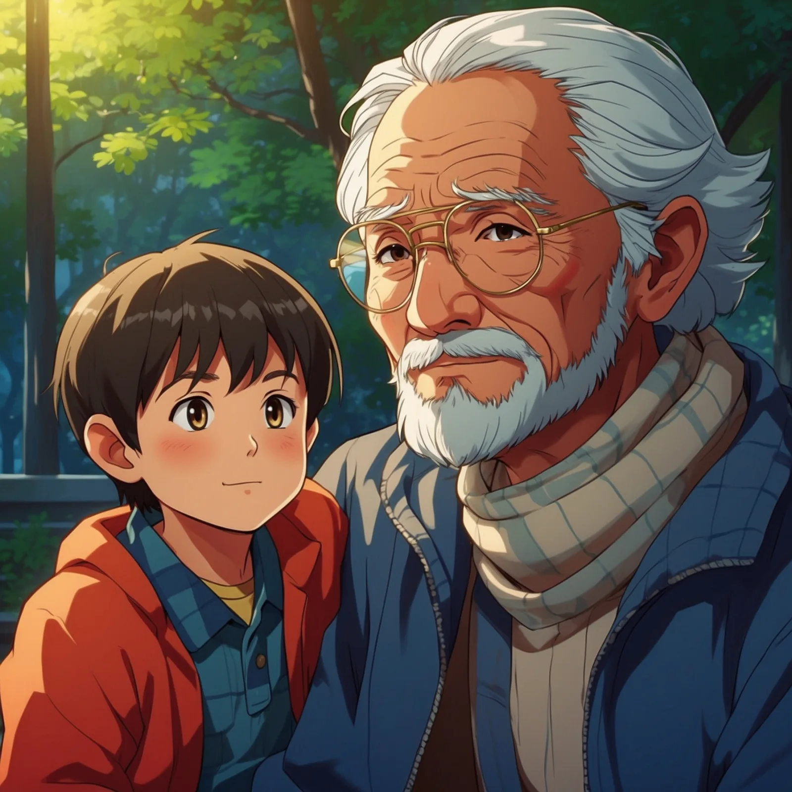 The Old Man and His Grandson – illustration