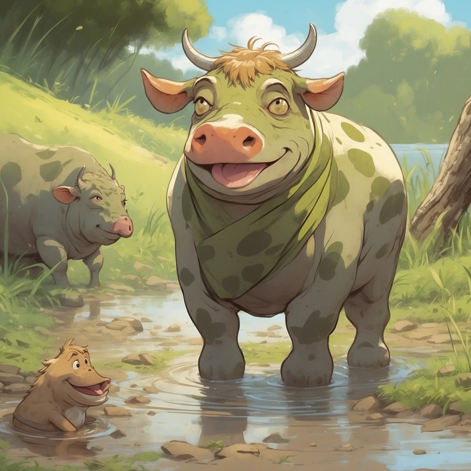 Illustration from the story The Ox and the Frog