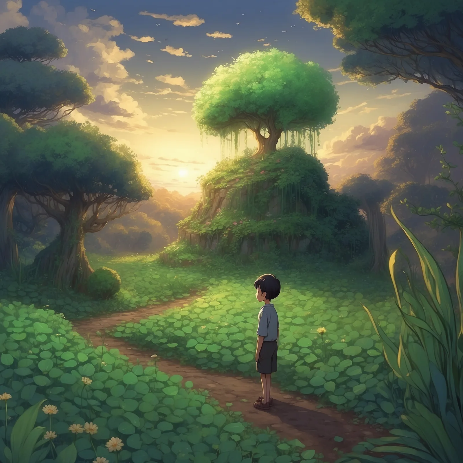 Illustration from the story The Pea Blossom