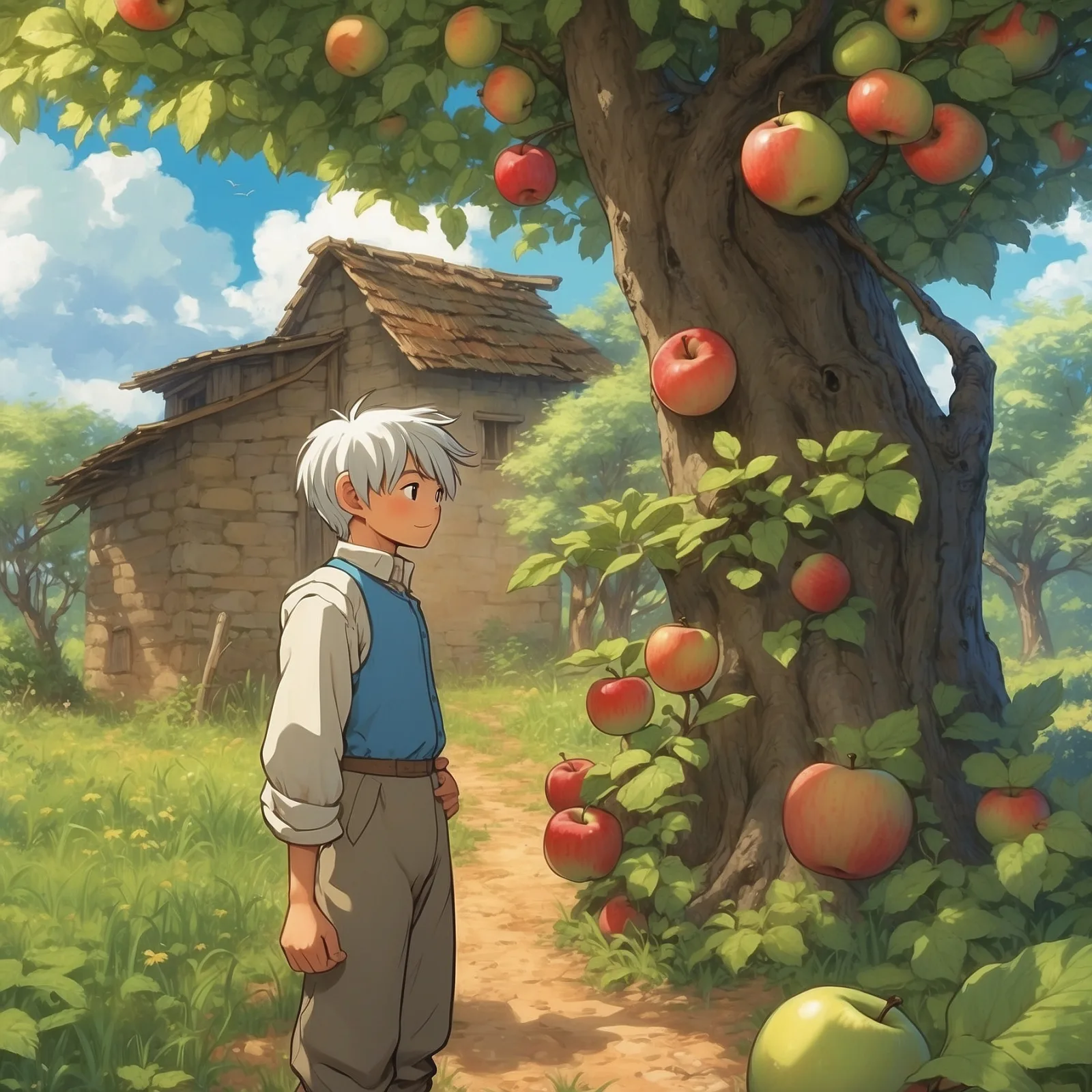 Illustration from the story The Peasant and the Apple Tree