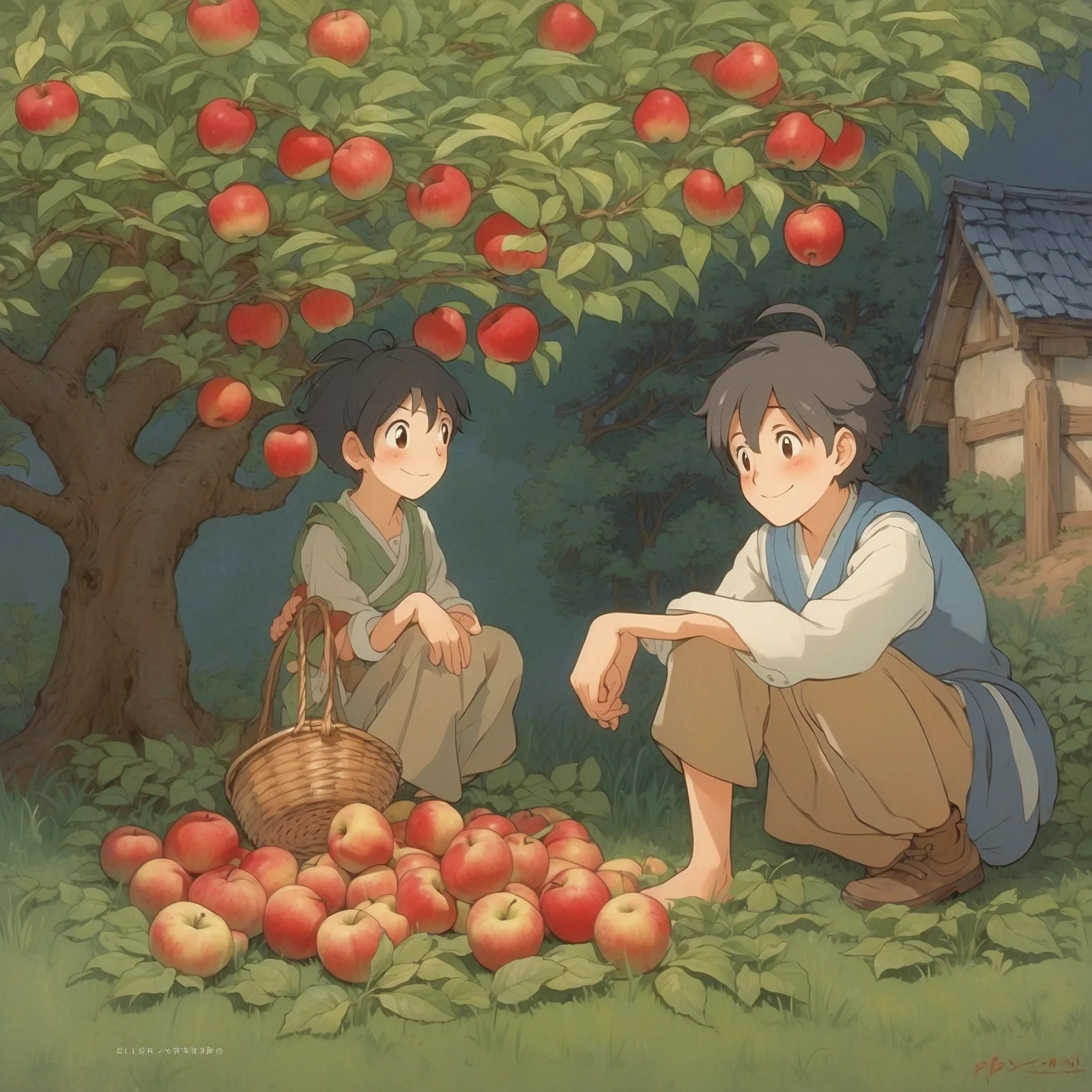 Illustration from the story The Peasant and the Apple Tree