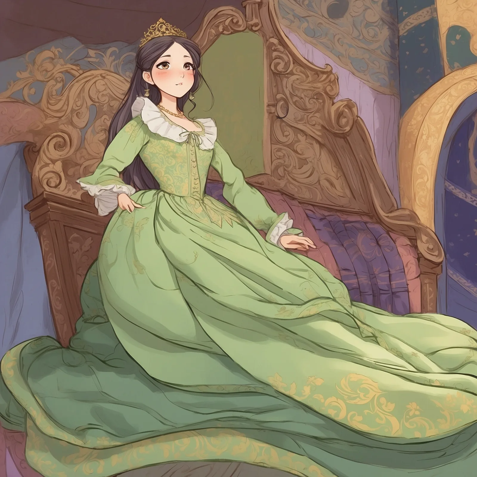 Illustration from the story The Princess and the Pea