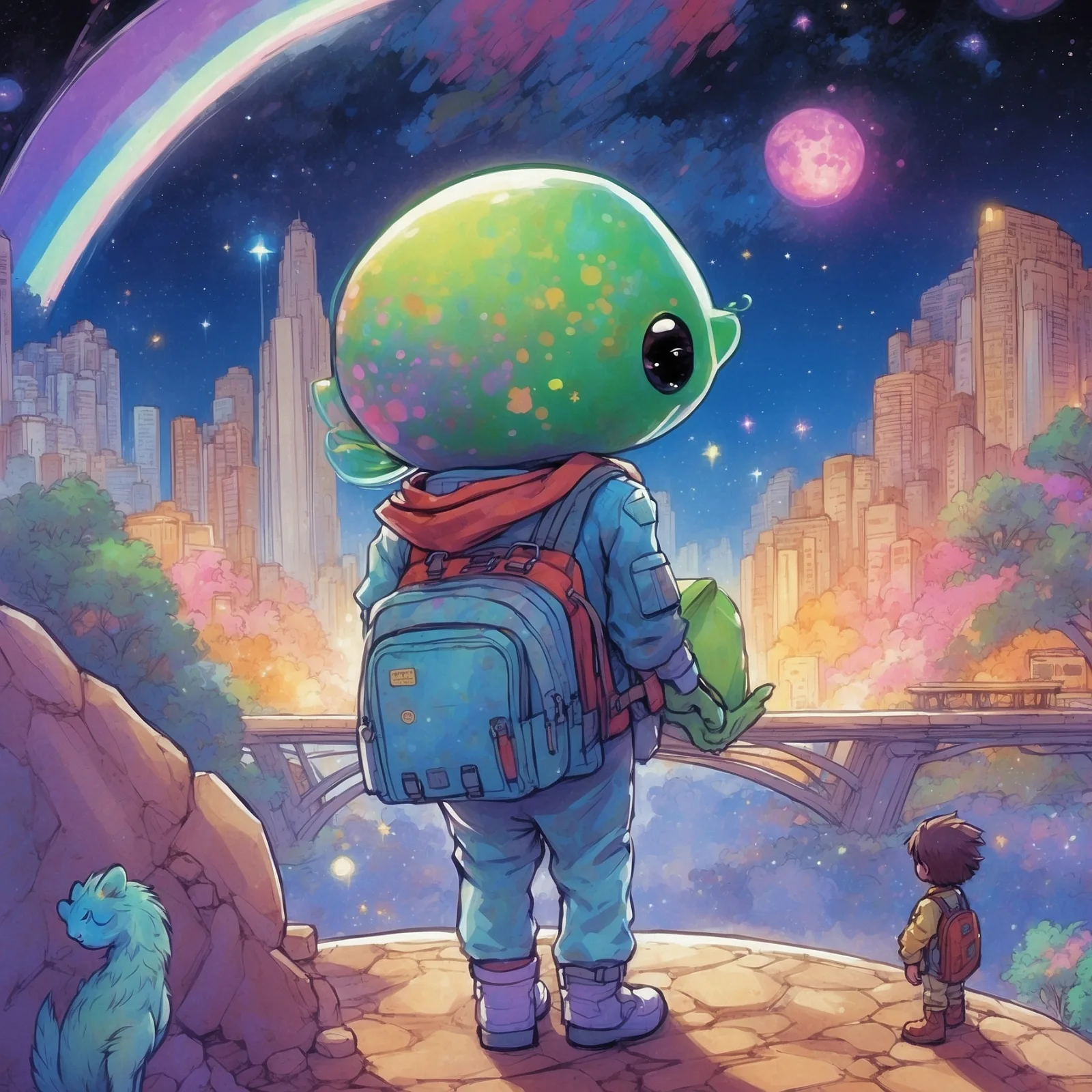 Illustration from the story The Rainbow Bridge of the Galactic City