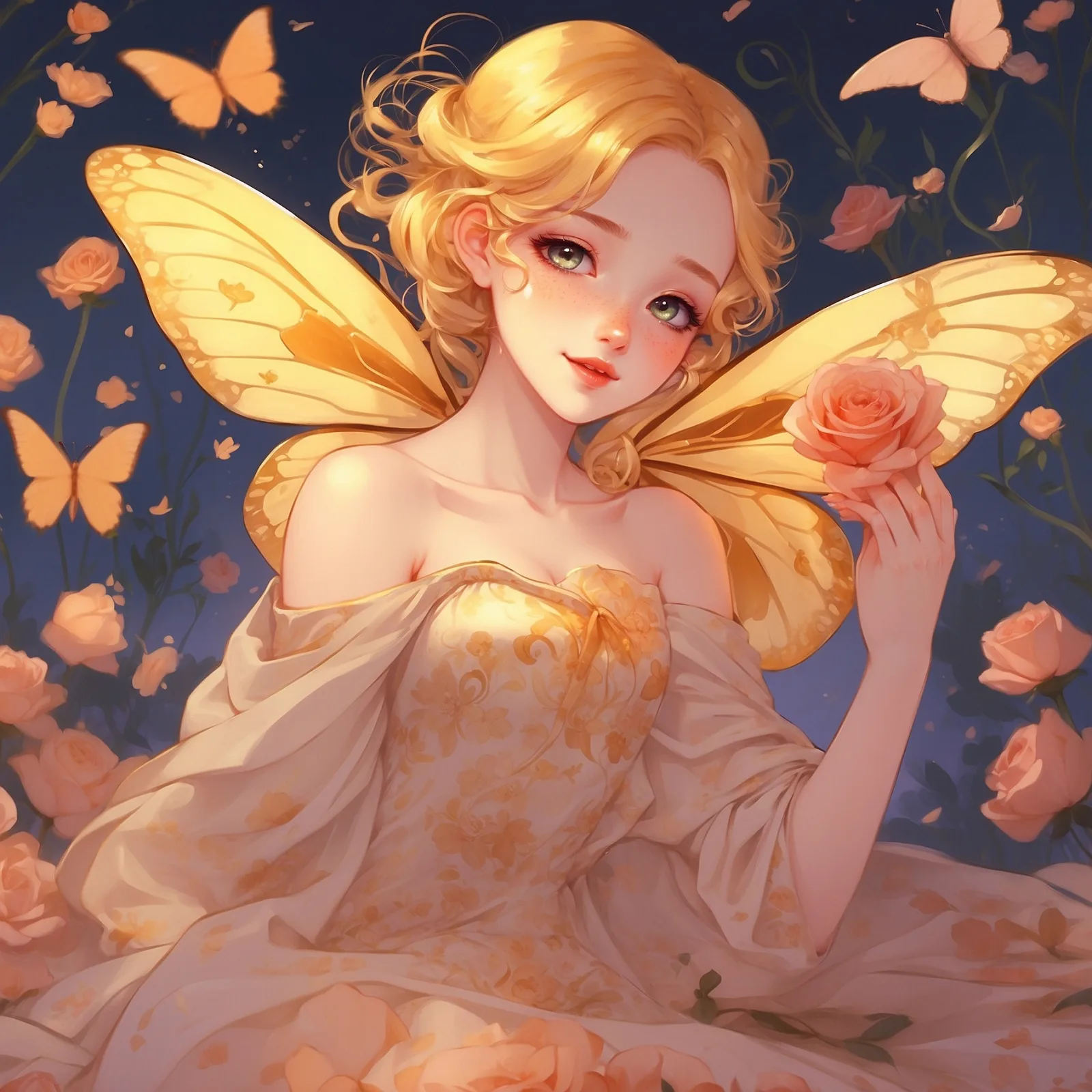 Illustration from the story The Rose and the Butterfly