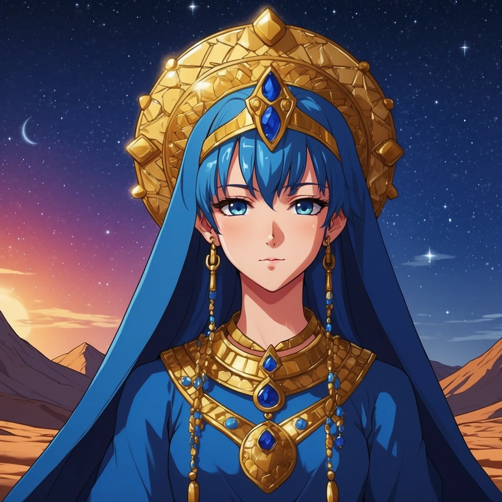 The Sapphire Crown of the Desert Moon – illustration