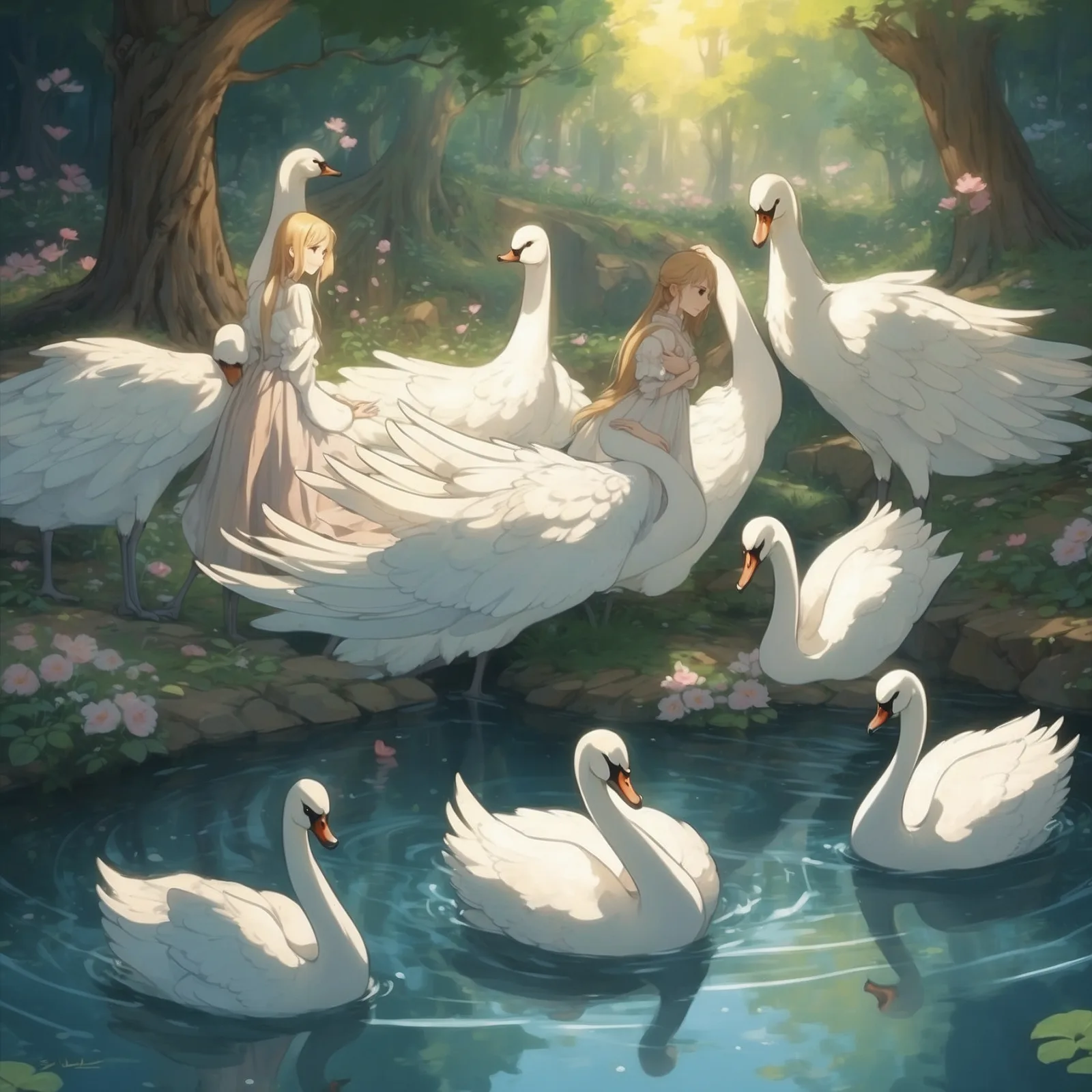 Illustration from the story The Six Swans