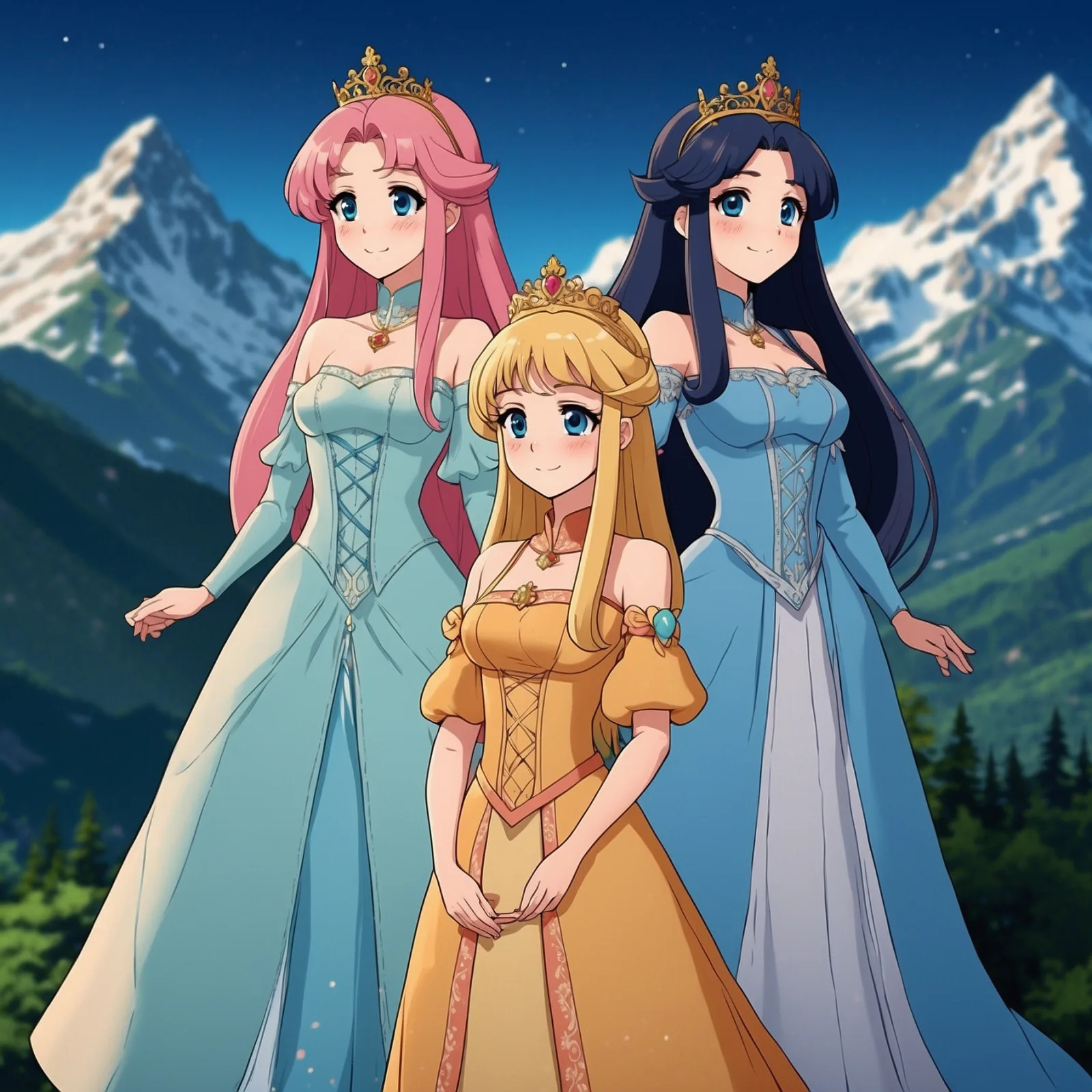The Three Princesses in the Blue Mountain – illustration