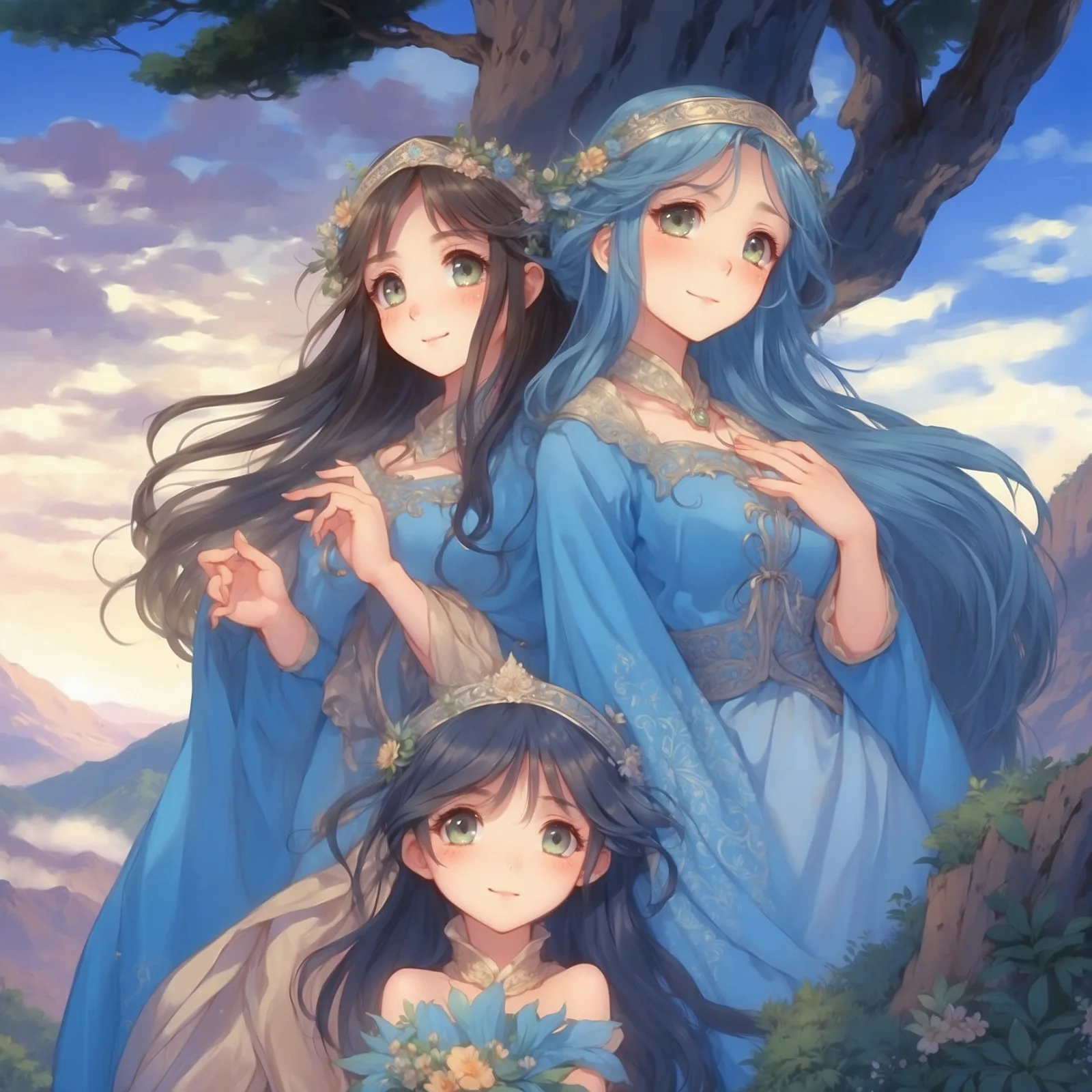 Illustration from the story The Three Princesses in the Blue Mountain