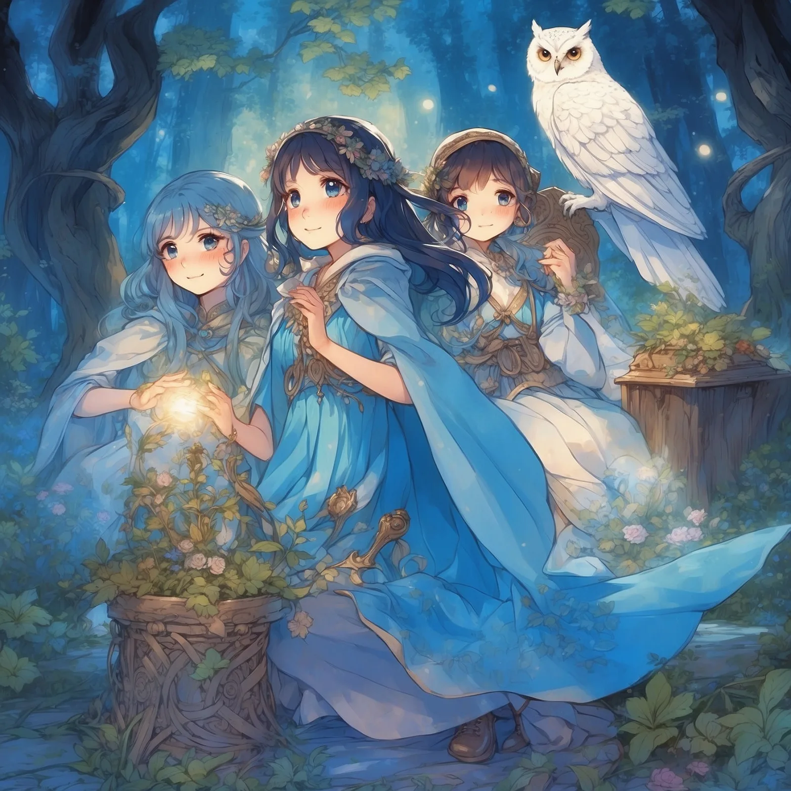 Illustration from the story The Three Princesses in the Blue Mountain