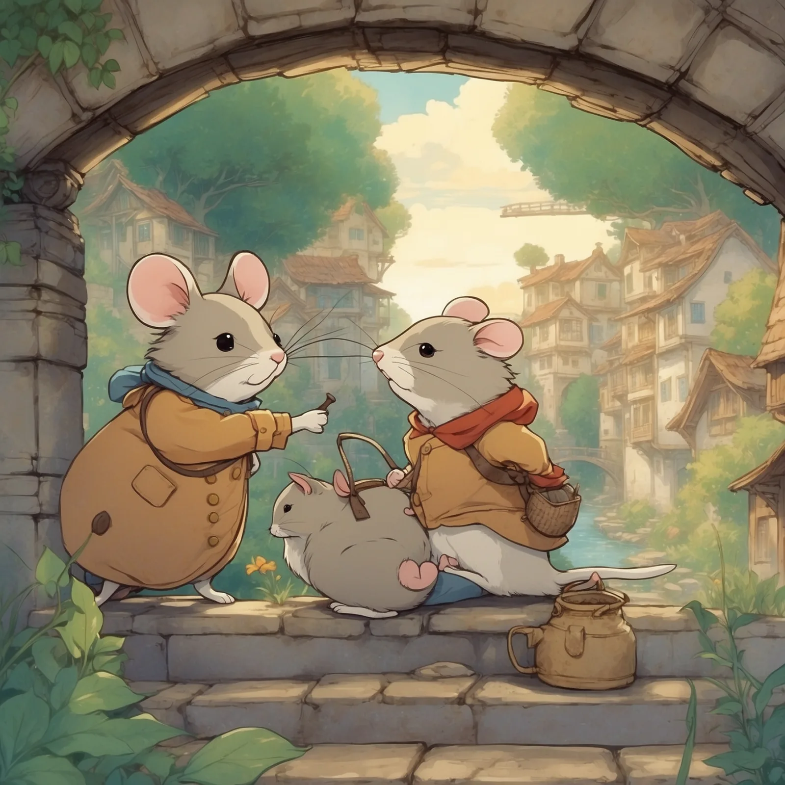 Illustration from the story The Town Mouse and the Country Mouse