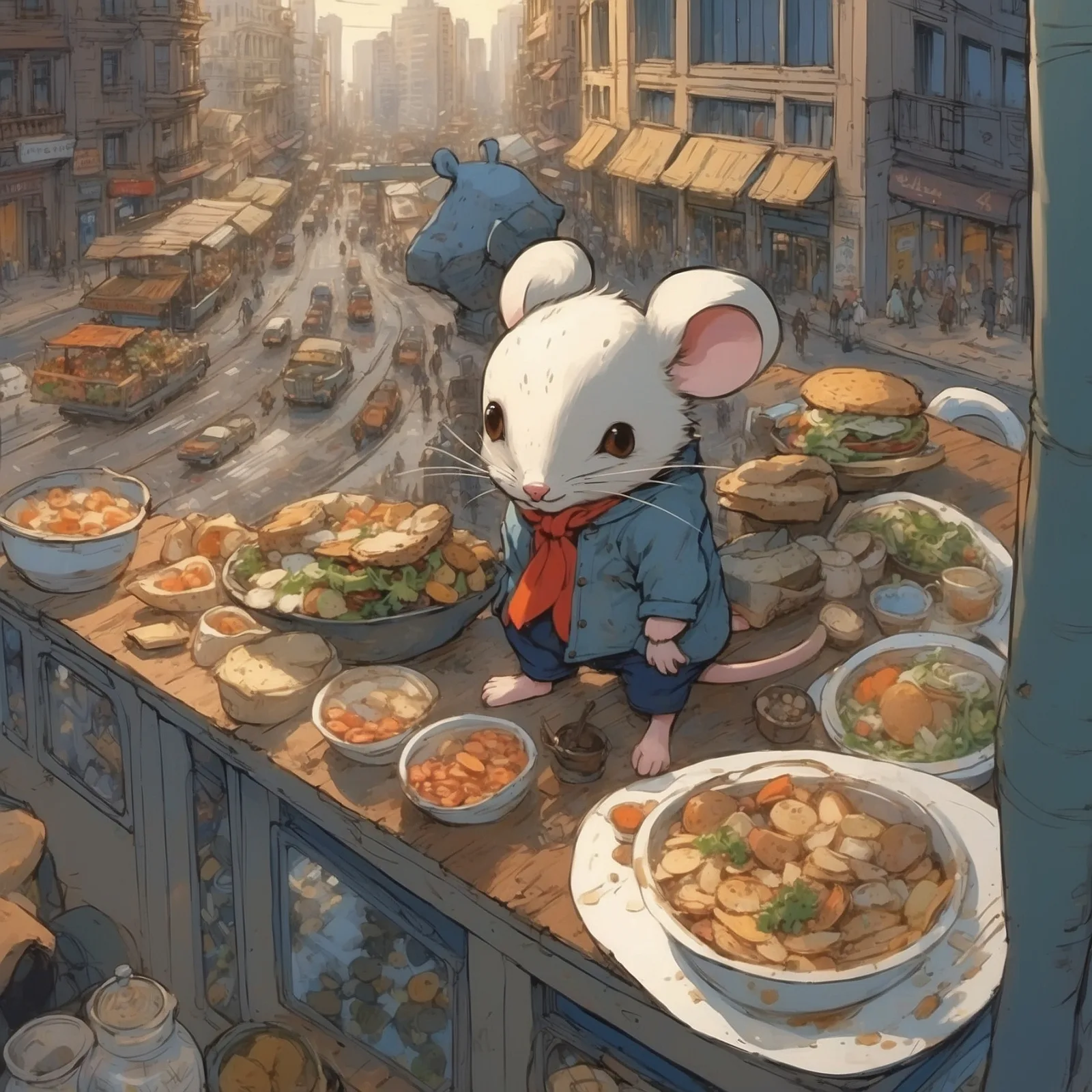 Illustration from the story The Town Mouse and the Country Mouse