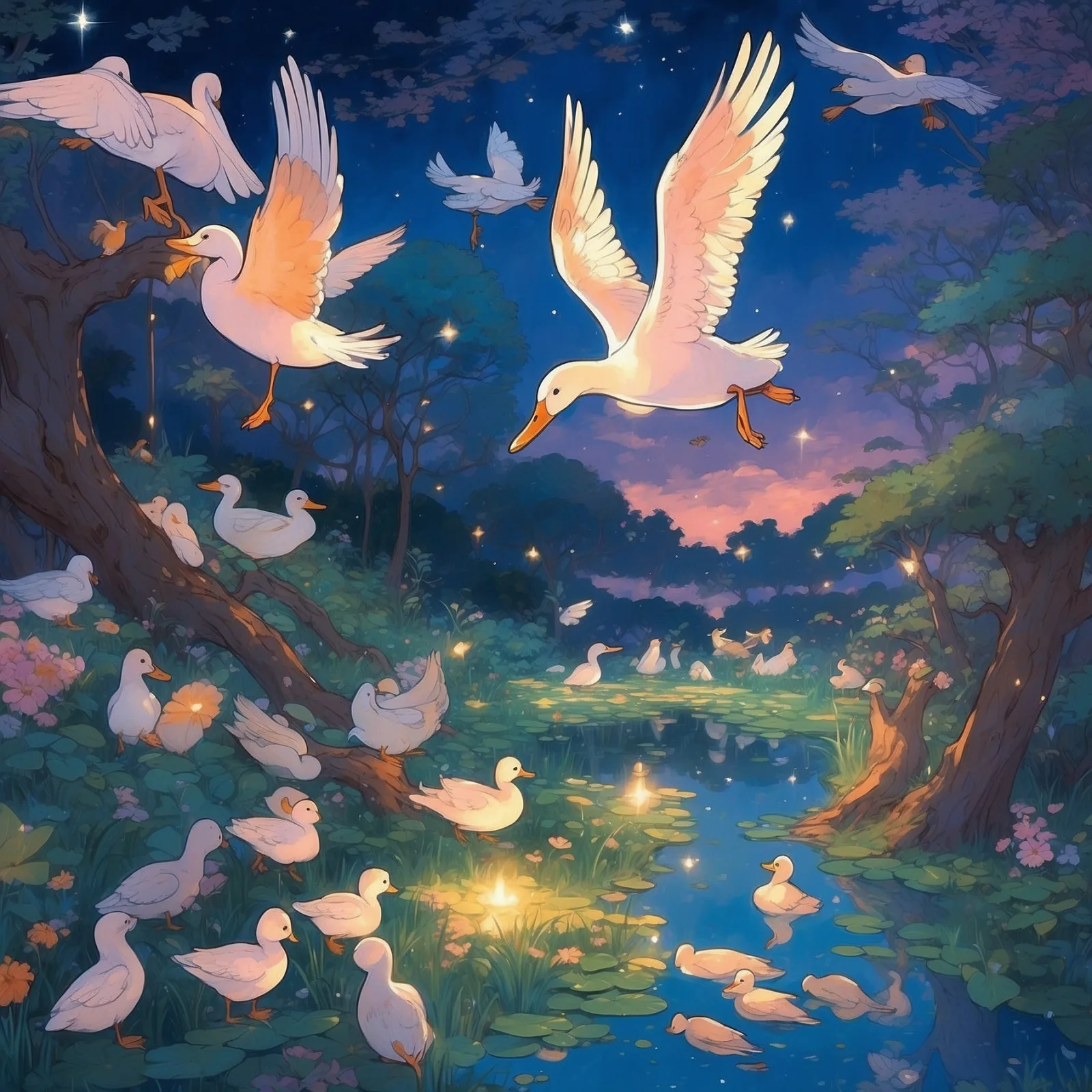 Illustration from the story The Twelve Wild Ducks