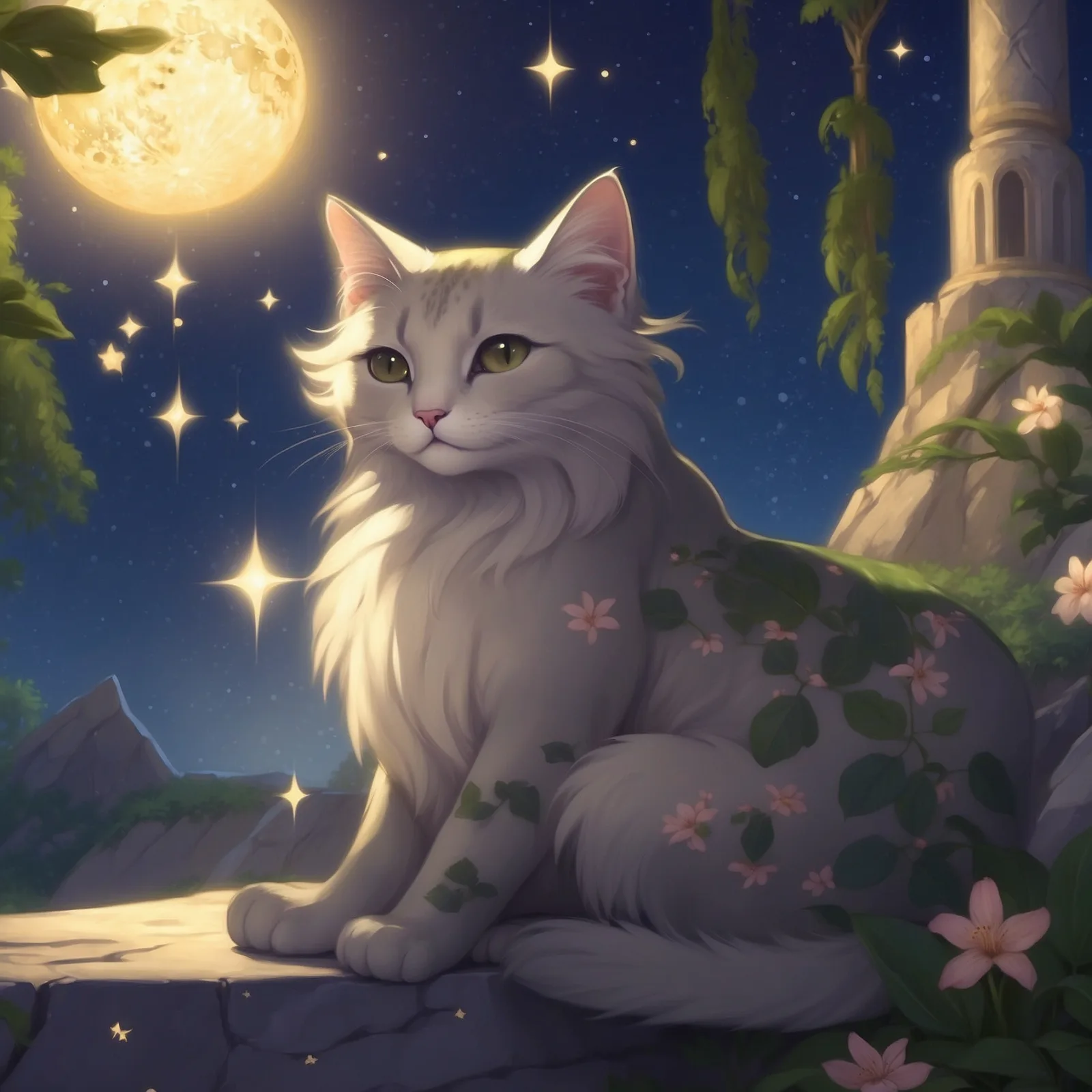 Illustration from the story The Velvet Paw and the Throne of Stars