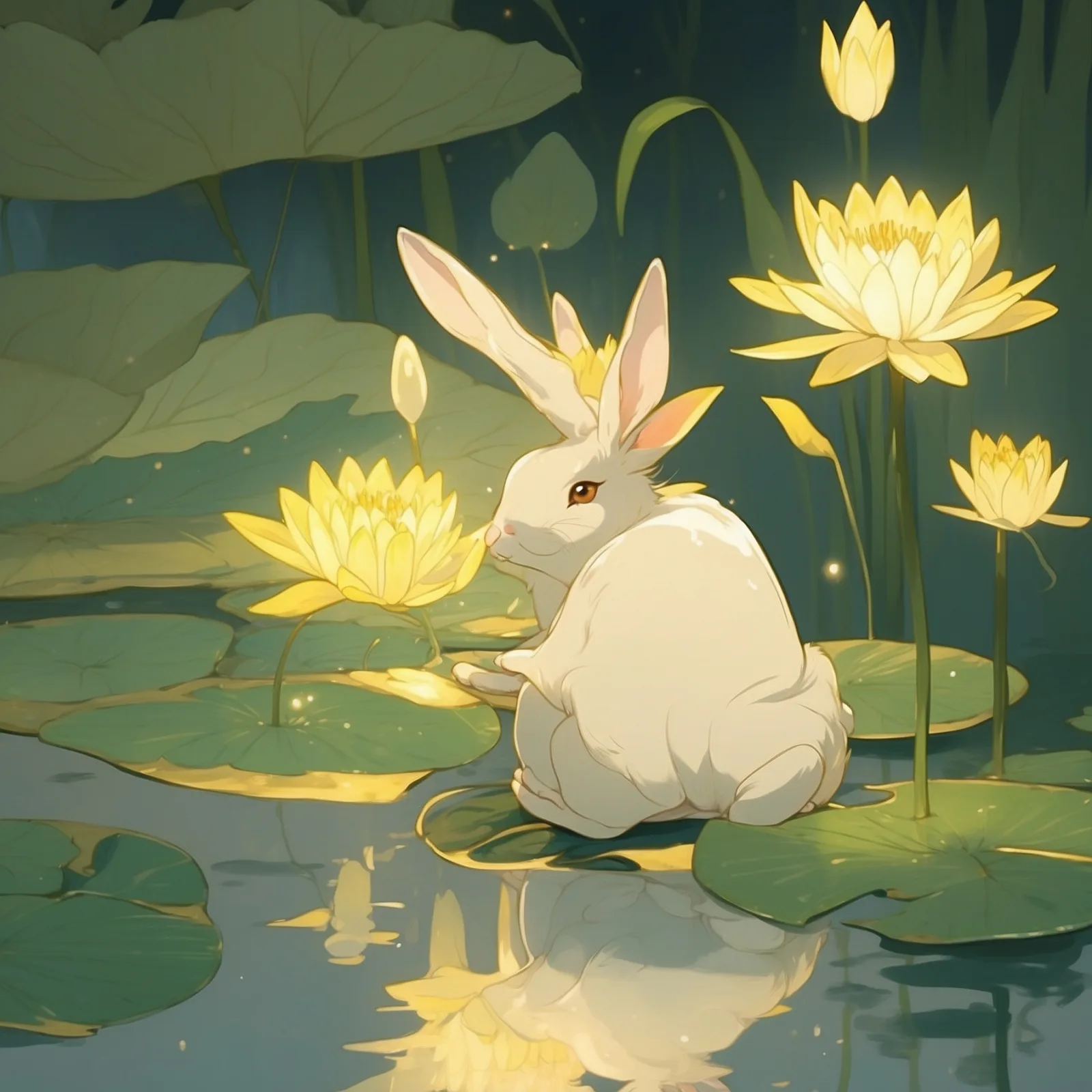 Illustration from the story The Water Lily and The Gold-Spinners