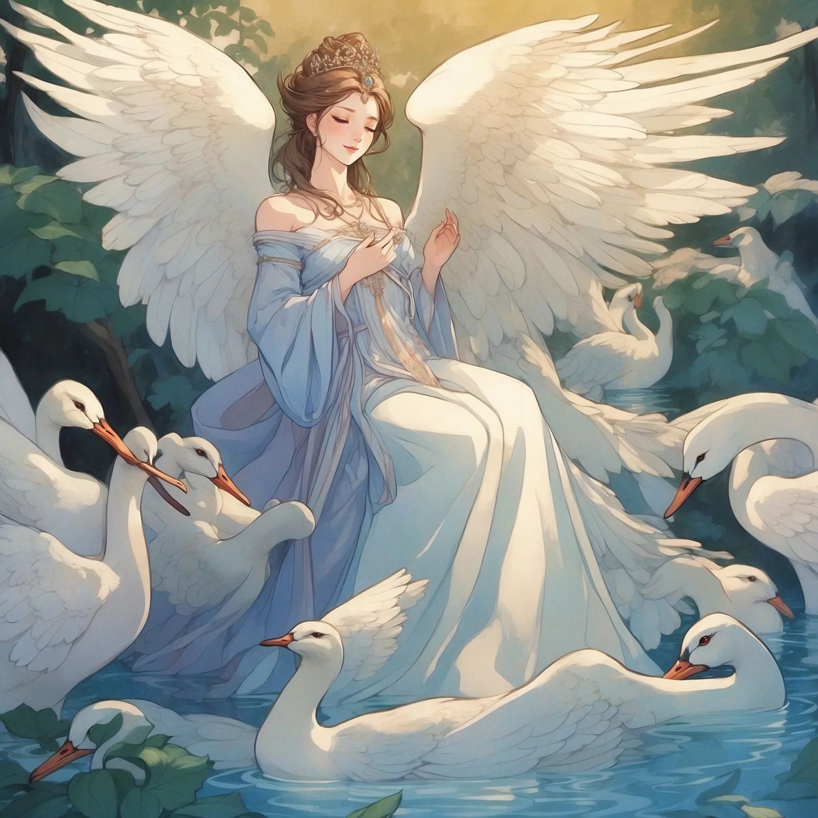 Illustration from the story The Wild Swans