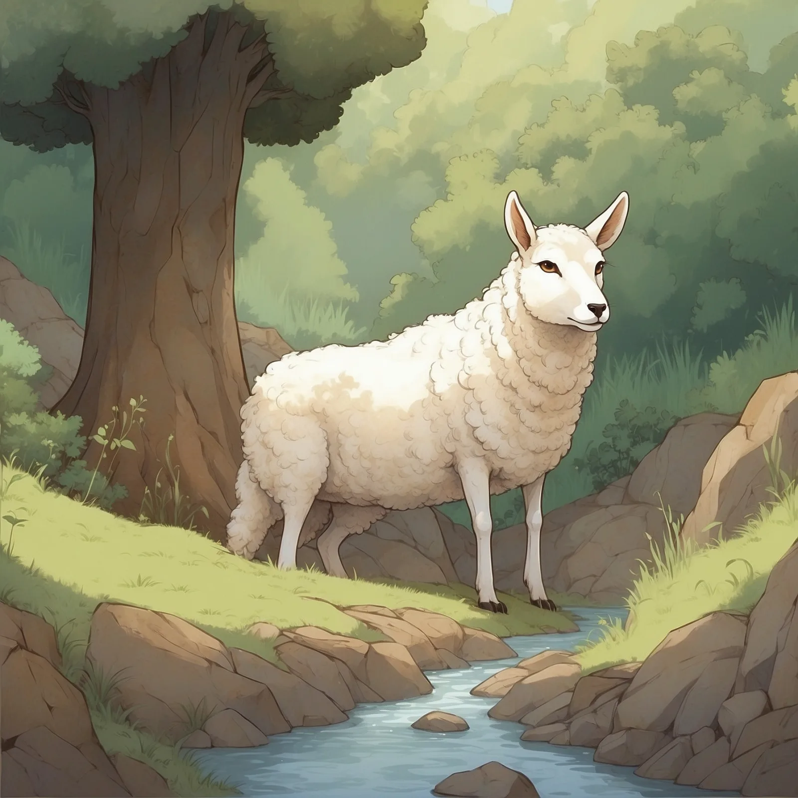 Illustration from the story The Wolf and the Lamb