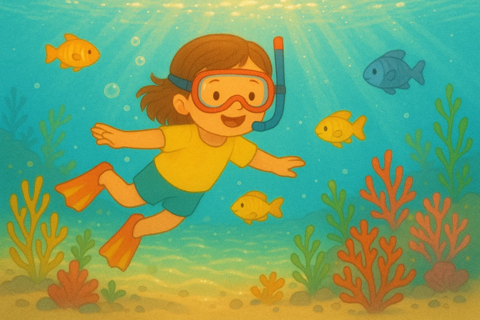 Illustration from the story My Sea Beast and the Bubble Garden Adventure